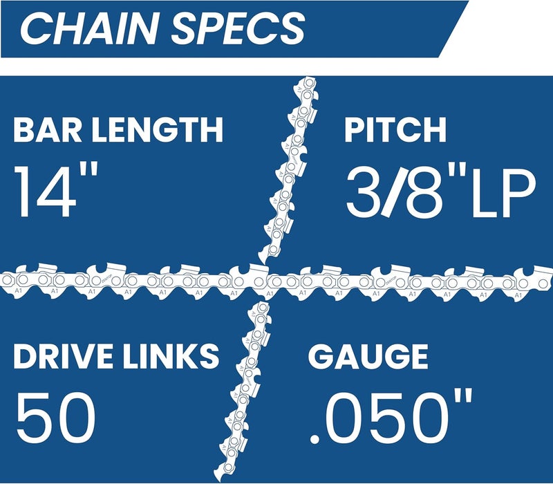 Zentop Carbide Chainsaw Chain 14 Inch, 050" Gauge, 3/8" LP Pitch, 50 Drive Links, Low Kickback, Fits STIHL, MCCULLOCH, REMINGTON, and More- S50 - Image 4